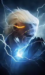 the flash, portrayed as a woman with glasses and lightning strikes behind her
