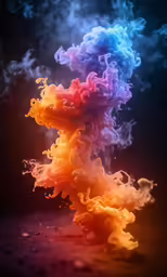 some very colorful smoke flying in the sky