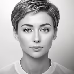 a black and white photo of a person wearing makeup