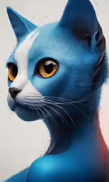 a blue cat is sitting looking out at the distance