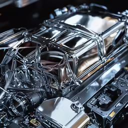 the engine in the sports utility vehicle is all metal