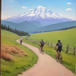 two people riding their bikes on a mountain side trail