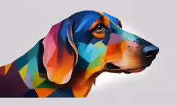 the dog is multicolored with an image of the dog