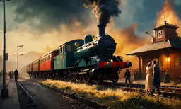 a steam engine train sitting on the tracks in front of people,there is an old steam train coming down the tracks