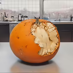 a orange with the skin peeling off