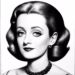 the drawing of a woman in a black and white image
