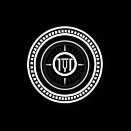 a picture that is circular and black with some type of font on it
