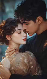 an asian couple embracing each other