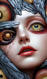 an image of a woman with different colored eyes