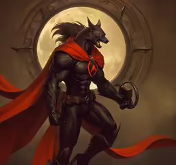a demon that is standing in front of a moon