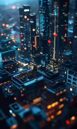 a view of city at night from the air