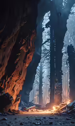 an image of a forest fire in the middle of it