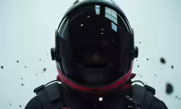 a person wearing a motorcycle helmet in front of a white background