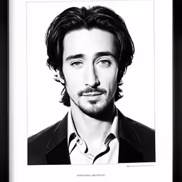 a man in a suit and tie is framed in black frame