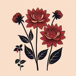 floral art featuring three large red flowers