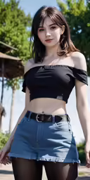a sexy asian girl in black shirt and short shorts