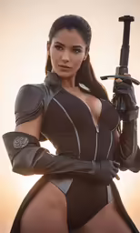 a woman dressed in costume holding a sword
