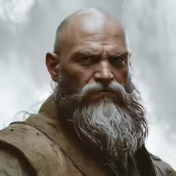 a bearded bald man in leathers and jacket