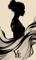 a woman in silhouette wearing an elegant black dress