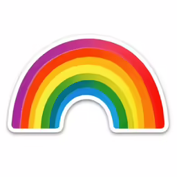 a rainbow sticker is shown with the colors of it