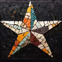 a star made out of multi colored tiles