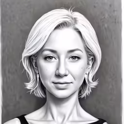 a drawing of the head of a blonde girl