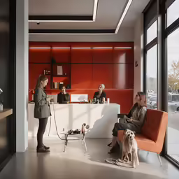 there is a woman waiting in the office to be photographed