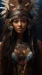 an image of a woman wearing a headdress,this is a photograph of an indian woman in costume