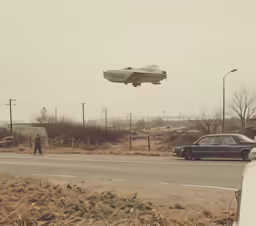 a large airplane flying low to the ground