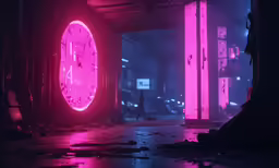 a very large bright clock inside of a building