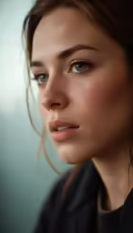 there is a woman with a serious look on her face