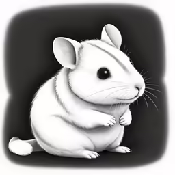a white mouse with large ears and big eyes