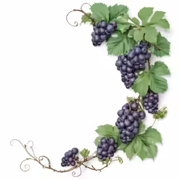 purple grapes with green leaves hanging from vines
