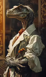 a man wearing an alligator costume is posing for a photo