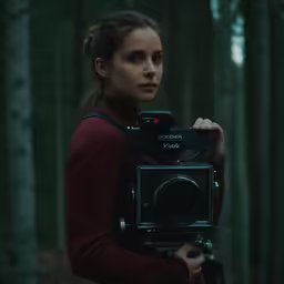 the camera is being held by the woman