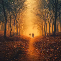 a couple walking away from the camera on a trail