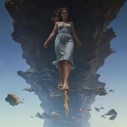 a woman wearing a short green dress walking into the distance