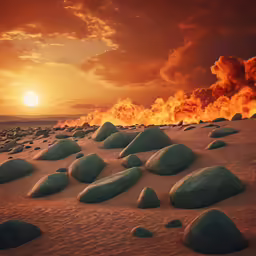 the sand has large rocks in it