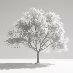 the tree is standing alone in the snow