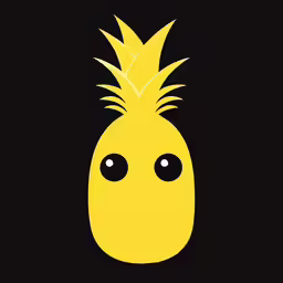 a minimalistic yellow pineapple on black background
