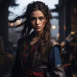 a beautiful woman in a viking costume