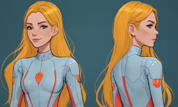 two female in futuristic outfits are shown in the foreground