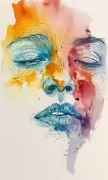 watercolor and ink art piece of an image with different colors