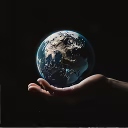 there is a person holding the earth in their hand