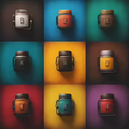 there is an image of some different colored food cans