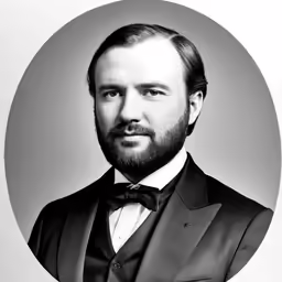black and white photo of a man in a suit
