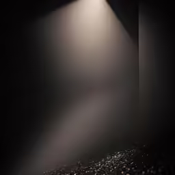 the light is shining on the floor in the dark