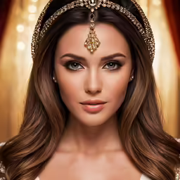 a woman in white dress with a tiara on her head