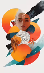 a poster with many different shapes and colors