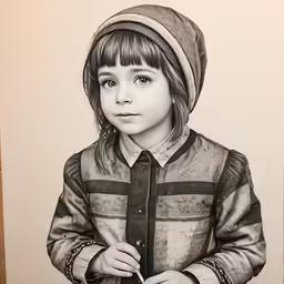 an artistic pencil drawing of a young girl